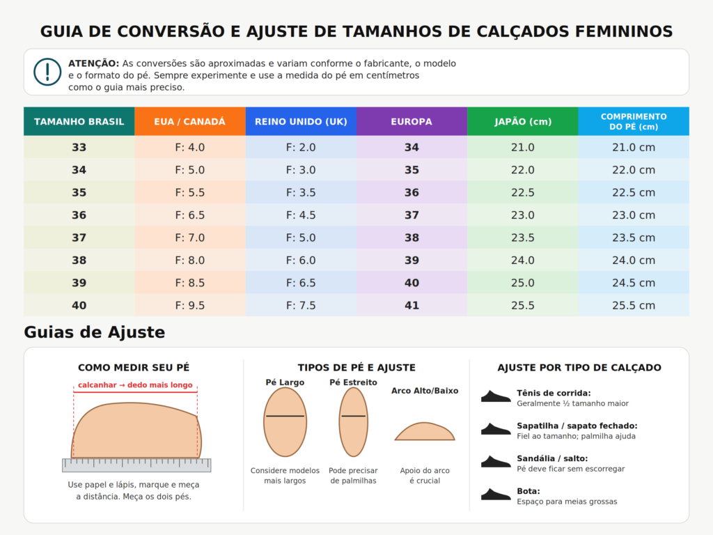 Calculadora de altura em salto Guia tamanhos calçados feminino